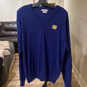 Men’s Peter Millar Cashmere V Neck Sweater/ Size L / Notre Dame Logo / Navy